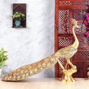 Premium Brass Peacock Showpiece Statue – Handcrafted Luxury Home Décor & Gift